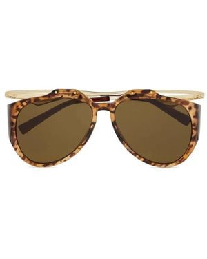 Saint Laurent Amelia Pilot-Frame Sunglasses - Brown