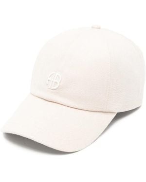 Anine Bing Curved Peak Hat With Embroidered Logo - White