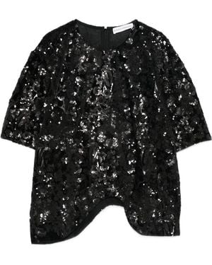 Niccolò Pasqualetti Onda Sequinned Asymmetric Top - Black