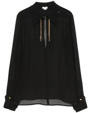 Elisabetta Franchi Chain-Detail Long-Sleeve Blouse - Black
