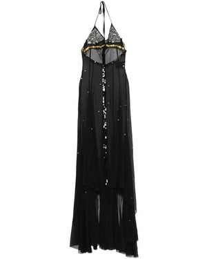 Siedres Vesina Sequin-Embellished Halter-Neck Maxi Dress - Black