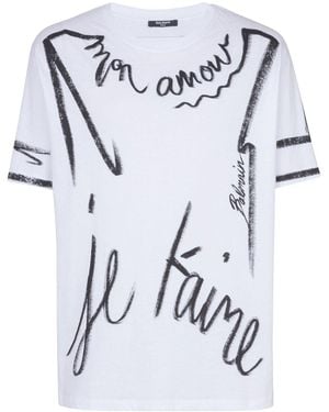 Balmain Slogan-Print T-Shirt - White