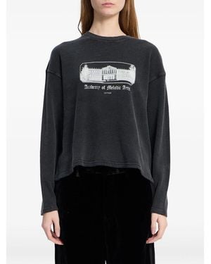 Ann Demeulemeester Graphic-Print Waffle-Knit T-Shirt - Black
