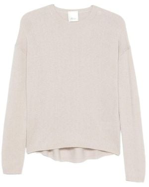 Allude Ribbed-Knit Drop-Shoulder Cashmere Sweater - White