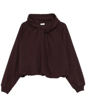 Dries Van Noten Hadella Draped Twisted-Front Hoodie - Brown