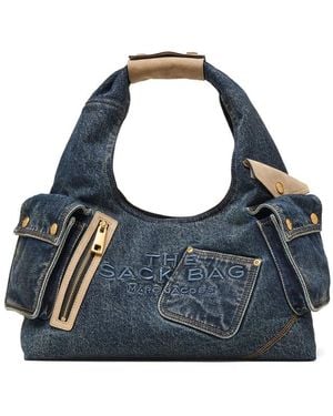 Marc Jacobs The Denim Suede-Detail Pocket Tote Bag - Blue