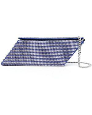 Kara Crystal Mesh Parallelogram Clutch Bag - Blue