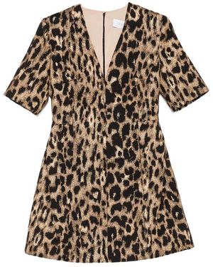 De Santis by Martin Alvarez Leopard-Print V-Neck Mini Dress - Brown