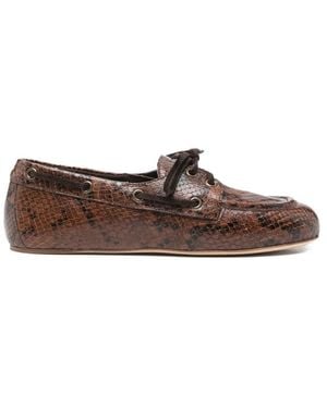 3Juin Snakeskin-Effect Boat Shoes - Brown