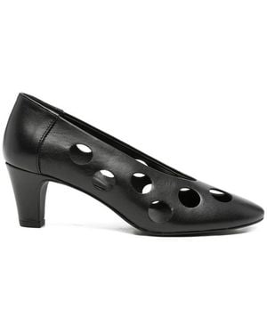 Paloma Wool Uma Dot Cut-Out Leather Court Shoes - Black