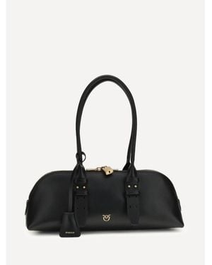 Pinko Luxury Shoulder Bag With Logo Charm - Black