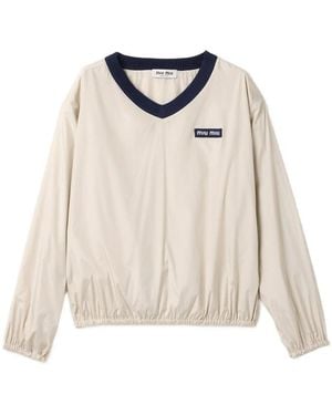 Miu Miu Technical Pongé Sweatshirt - Natural