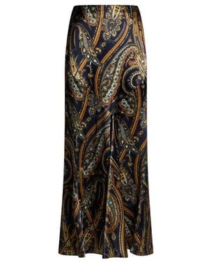 Etro Silk-Blend Satin Maxi Skirt With Paisley Print - Black
