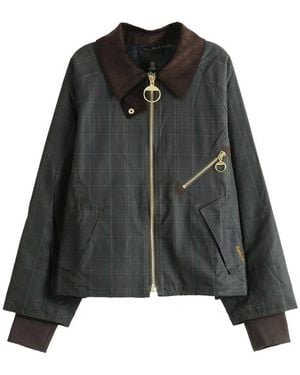Barbour Arlene Check-Pattern Waxed Jacket - Black