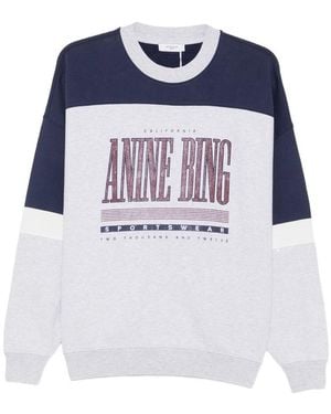 Anine Bing Miles Logo-Print Paneled Sweatshirt - Blue