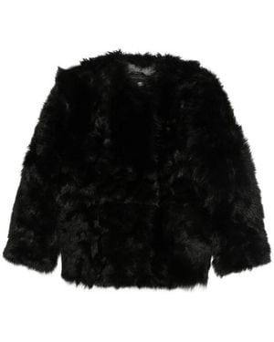 Soft Goat Shearling Coat - Black