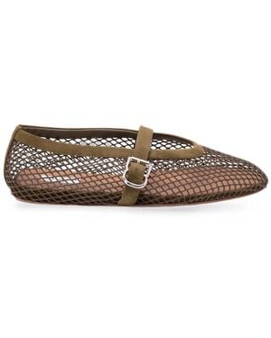 Alaïa Mesh Buckle-Fastening Ballet Flats - Brown