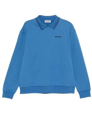 Miu Miu Cotton-Fleece Sweatshirt - Blue