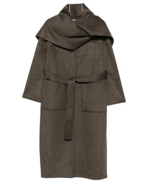 The Dynamis Studio Scarf-Detail Belted Coat - Brown