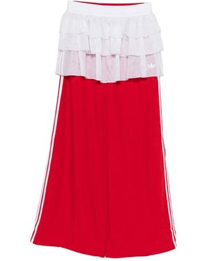 adidas Ruffled Trim Trousers With Logo Detail - Red