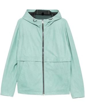 Tagliatore Hooded Leather Jacket - Green