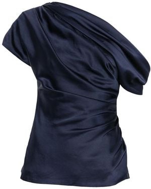 Jonathan Simkhai One-Shoulder Draped Top - Blue