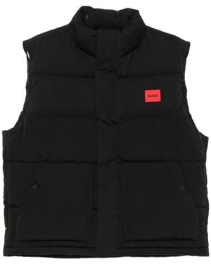HUGO Quilted Logo-Patch Gilet - Black
