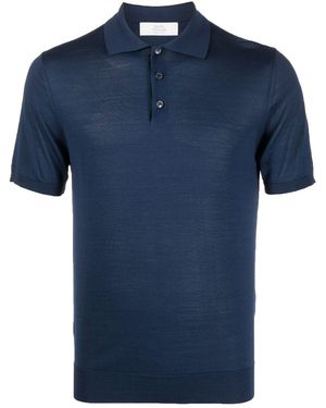 Mauro Ottaviani Short-Sleeve Silk Polo Shirt - Blue