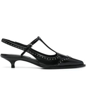 Miu Miu 35Mm Brogue-Trim Slingback Pumps - Black