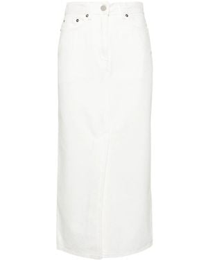 Loulou de Saison Straight Denim Midi Skirt - White