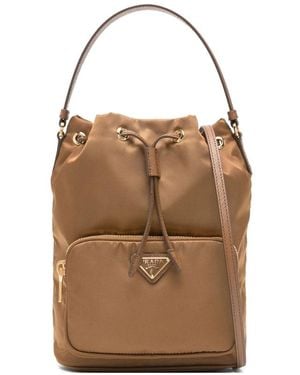 Prada Drawstring Pocket Satchel - Brown