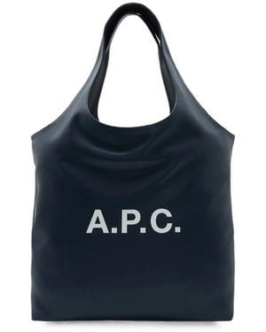 A.P.C. A. P.C. Ninon Logo-Print Tote Bag - Blue