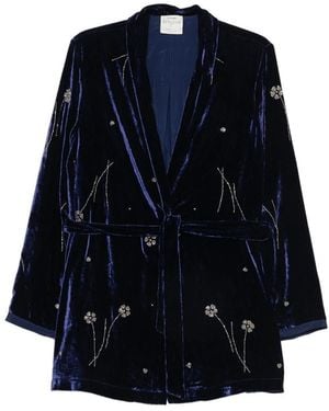 forte_forte Fleurs D'Orient Crystal-Embellished Kimono - Blue