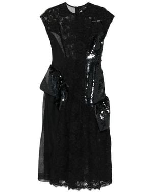 Simone Rocha Cap-Sleeve Midi Dress - Black