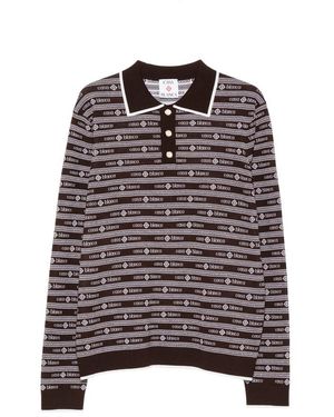 CASABLANCA Logo-Jacquard Long-Sleeve Polo Shirt - Black