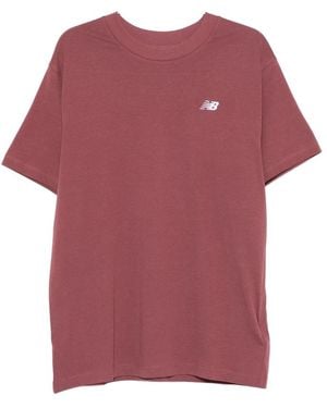 New Balance Embroidered-Logo Cotton T-Shirt - Purple
