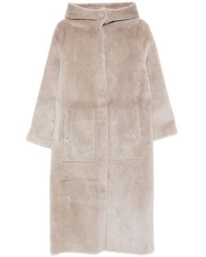 Simonetta Ravizza Hooded Shearling Coat - Natural