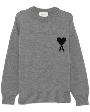Ami Paris Ami De Coeur Sweater - Gray