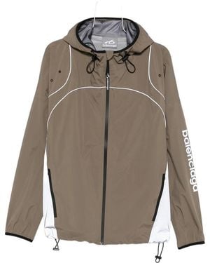 Balenciaga Logo-Print Panelled Jacket - Grey
