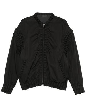 RAXXY Ruffled-Embellishment Bomber Jacket - Black