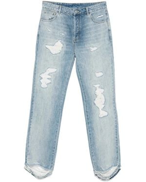 Cole Buxton Distressed Straight-Leg Jeans - Blue