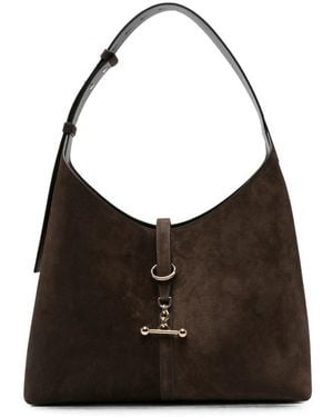 Strathberry Suede Bar-Detail Shoulder Bag - Black