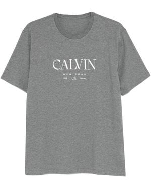Calvin Klein Logo Print Crew Neck T-Shirt - Grey