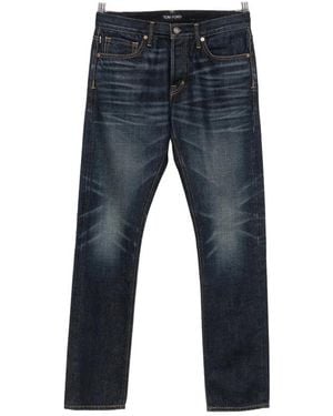 Tom Ford Belt-Loop Logo-Patch Jeans - Blue
