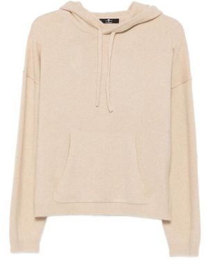 7 For All Mankind Drawstring-Hood Pouch-Pocket Hoodie - Natural