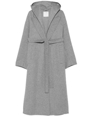 Sportmax Hooded Belted Coat - Gray