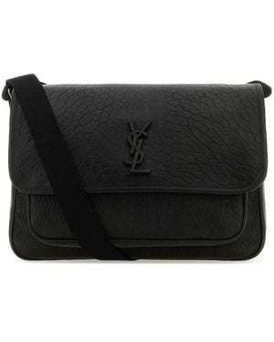 Saint Laurent Niki Logo-Plaque Messenger Bag - Black