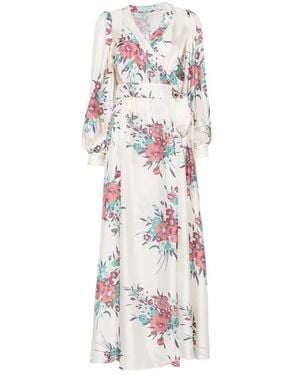 Raquel Diniz Aurora Floral-Print Silk-Satin Maxi Dress - White