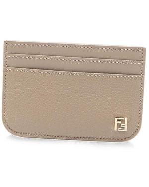 Fendi Logo-Plaque Cardholder - Natural