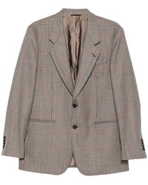 Reveres 1949 Prince Of Wales Check Single-Breasted Blazer - Brown
